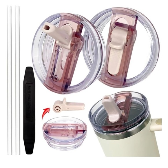 Red Leakproof Tumbler Lid Set with Straws (2 pack) for Stanley 30 OZ cup NWT - Picture 1 of 9